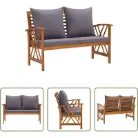 The Living Store Banc de jardin avec coussins 119 cm bois massif acacia