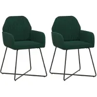 vidaXL - 2 chaises de salle à manger, velours, vert foncé, 55 x 50 x 84 cm