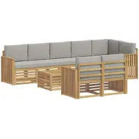 vidaXL Ensemble de canapés d'extérieur , 9 pièces, blanc et gris clair, 59 x 59 x 37 cm
