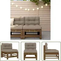 The Living Store Canapé central avec coussin Marron miel Pin massif
