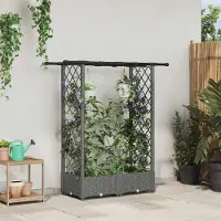 Prolenta Maison Exclusive - Jardinière surélevée avec treillis et toit, couleur gris clair, dimensions : 122,5 x 40 x 121 cm