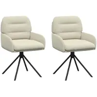 vidaXL : 2 chaises de salle à manger pivotantes, revêtues en similicuir crème, 59 x 59,5 x 90 cm