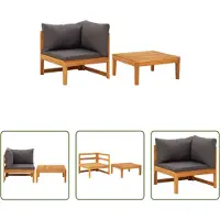 The Living Store Ensemble de salon de jardin 2 pièces avec coussins gris foncé en bois d'acacia