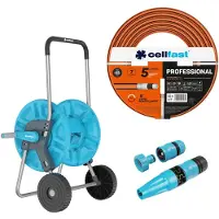 Cellfast Aluplus : chariot de tuyau 1/2", 60 mètres + : tuyau d'arrosage PROFESSIONNEL 1/2", 30 mètres + Kit comprenant un embout de pulvérisation Basic 1/2"