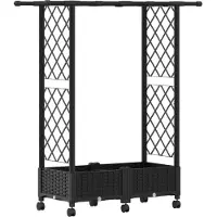 vidaXL Jardinière surélevée avec treillis et toit, noire, 122,5 x 40 x 127 cm, en PP