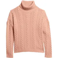 Superdry Femme Pull Torsadé à épaules Tombantes et col Roulé Rose Taille: 42