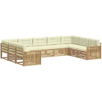 vidaXL - Ensemble de salon de jardin 9 pièces, blanc et crème, en bois d'acacia massif