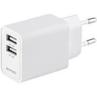 Essentials USB wall charger 2x USB-A, 2.4 A, total output 17 W, white (17 W, 2 ports), Chargeur USB, Blanc