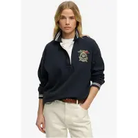 Superdry pour femme. W6012211A Sweat Crest Rugby marine (S), Casuel, Coton, Manche longue