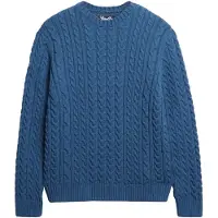 Superdry pour homme. M6110697A Pull Jacob Cable bleu (XXL), Casuel, Acrylique