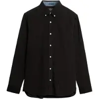 Superdry pour homme. M4011044A Chemise classique en velours côtelé noir (L), Casuel, Coton, Manche longue