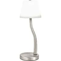 FABAS LUCE Lampe De Table Led Ibla 9W 750Lm 3000K, Variateur Tactile, Structure En Métal Et Verre Soufflé, Finition Nickel Satiné - Ibla