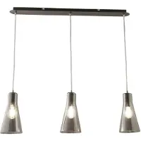 FABAS LUCE Suspension Dafne En Métal Et Verre Soufflé, Coloris Fumé, 3 Lumières, E27 40W - Design Élégant Pour Intérieurs Contemporains Et Raffinés