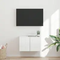 Prolenta Meuble TV mural exclusif - Dimensions : 59,5 x 31 x 40 cm - Finition : blanc brillant - Matériau : bois composite