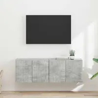 Prolenta Meuble TV mural exclusif - 2 pièces, couleur gris béton, matériau bois