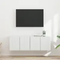 Prolenta Meuble TV mural exclusif - 2 pièces, blanc, en panneaux de particules