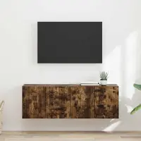 Prolenta Meuble TV mural exclusif - 2 pièces, placage en bois de chêne fumé