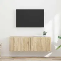 Prolenta Meuble TV mural exclusif - 2 pièces, placage bois imitation chêne Sonoma