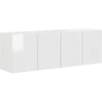 vidaXL : Meuble mural pour télévision, 2 pièces, blanc brillant, fabriqué en bois composite