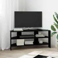 Prolenta Meuble TV d'angle, dimensions 102x40,5x45 cm, en bois composite, couleur noire
