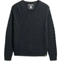 Superdry pour femme. W6110588A Pull Oversize Cable navy (S/M), Casuel, Coton, Marine