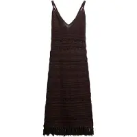 Superdry Femme Robe Mi-longue en Crochet à Pampilles Brown Taille: 38
