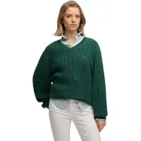 Superdry pour femme. W6110742A Pull oversize à motifs torsadés vert (XL), Casuel, Coton