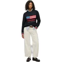 Superdry Americana Crew Knit Sweatshirt Bleu XS Femme
