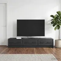 Prolenta Meuble TV exclusif - Dimensions : 147 x 34,5 x 27 cm - Couleur : Noir - Matériau : Bois composite