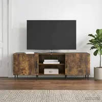 Prolenta Meuble TV exclusif - Dimensions : 150 x 31 x 50 cm - Matériau : panneau de particules imitation chêne fumé