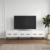 Prolenta Maison Exclusive - Meuble TV blanc brillant 147 x 34,5 x 30 cm en aggloméré