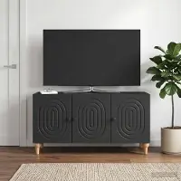 Prolenta Meuble TV exclusif - Dimensions : 99 x 34,5 x 50 cm - Couleur : Noir - Matériau : Bois composite