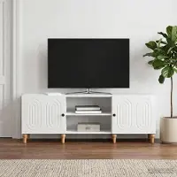 Prolenta Maison Exclusive - Meubles TV, dimensions 150 x 31 x 50 cm, finition laquée blanche, matériau : panneaux de particules