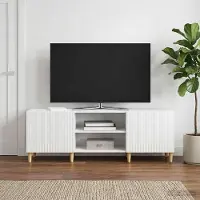 Prolenta Maison Exclusive - Meuble TV blanc brillant 150 x 31 x 50 cm en aggloméré