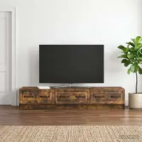 Prolenta Meuble TV exclusif - Dimensions : 147 x 34,5 x 27 cm. Matériau : panneau de particules imitation chêne fumé