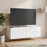 Prolenta Maison Exclusive - Meuble TV mural 98 x 41 x 30 cm, blanc brillant