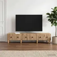 Prolenta Maison Exclusive - Meuble TV, dimensions : 147 x 34,5 x 30 cm, fabriqué en bois composite imitation chêne