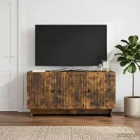 Prolenta Meuble TV exclusif - Dimensions : 99 x 34,5 x 50 cm. Matériau : panneau de particules imitation chêne fumé