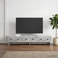 Prolenta Meuble TV exclusif - Dimensions : 147 x 34,5 x 30 cm. Couleur : gris béton. Matériau : bois composite