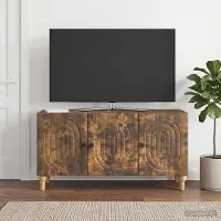Prolenta Meuble TV exclusif - Dimensions : 99 x 34,5 x 50 cm. Matériau : panneau de particules imitation chêne fumé