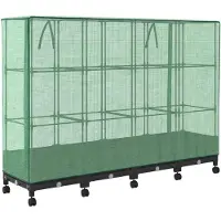 vidaXL Jardinière avec couvercle de serre et roulettes, lot de 4, PP
