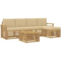 vidaXL Ensemble de canapés d'extérieur , 6 pièces, blanc et beige, en polyester