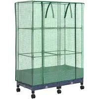 vidaXL Jardinière avec couvercle de serre et roulettes, lot de 2, PP