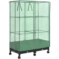 vidaXL Jardinière avec couvercle de serre et roulettes, lot de 2, PP