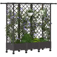 vidaXL Jardinière surélevée avec treillis et toit, marron, 164 x 40 x 127 cm, PP