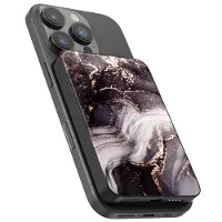 Selencia Vivid Powerbank 5 000 mAh - Powerbank sans fil - compatible MagSafe et Qi - Noir / Chic Marble Black