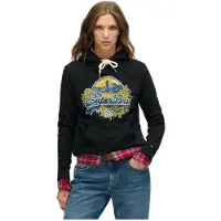 Superdry pour femme. W2012535A Sweat à capuche floral noir (XS), Casuel, Coton, Manche longue