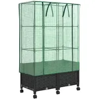 vidaXL Jardinière avec couvercle de serre et roulettes, lot de 2, PP