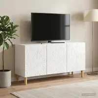 Prolenta Meuble TV exclusif - Dimensions : 99 x 34,5 x 50 cm. Finition : blanc brillant. Matériau : panneaux de particules