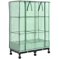 vidaXL Jardinière avec couvercle de serre et roulettes, lot de 2, blanc